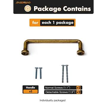 JIASENBAO 10 Pack Antique Brass Cabinet Bar Pulls 5" Hole Center Classic Vintage Retro Drawer Handles Kitchen Cupboard Bathroom Dresser Cabinet Hardware