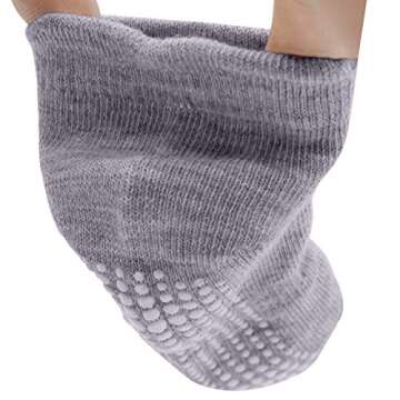 Duufin 16 Pairs Non Skid Toddler Socks Ankle Toddler Grip Socks Kid Gripper Socks for Toddler Boys Girls, 6-12 Months