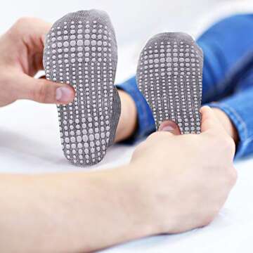 Duufin 16 Pairs Non Skid Toddler Socks Ankle Toddler Grip Socks Kid Gripper Socks for Toddler Boys Girls, 6-12 Months