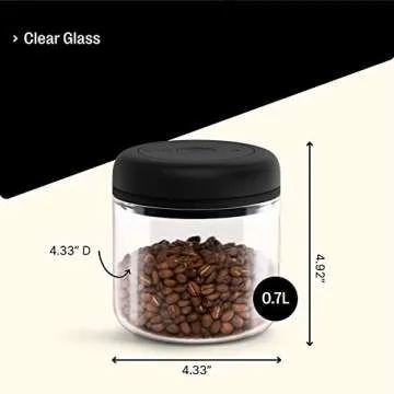 Fellow Atmos Vacuum Coffee Canister & Food Storage Container - 0.7 Liter Canister holds up to 11 oz of Coffee Beans - Airtight Food Storage Containers - Coffee Containers - 0.7 Liter - Clear Glass