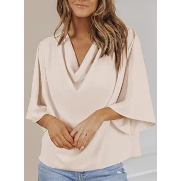 Stylish Beige Pink Cowl Neck Blouse for Women