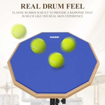 GrowDaily Adjustable Drum Practice Pad Set with Stand & Sticks 12"