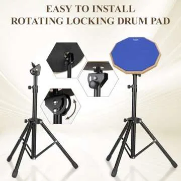 GrowDaily Drum Practice Pad Set with Stand and Sticks