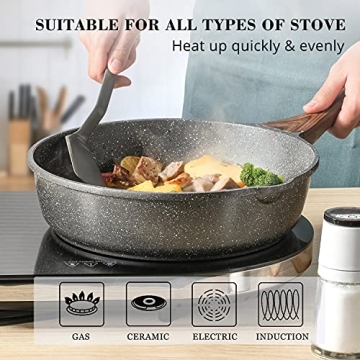 SENSARTE Nonstick Deep Frying Pan - Induction Compatible