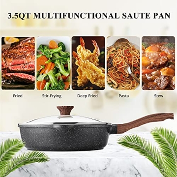 SENSARTE Nonstick Deep Frying Pan - Induction Compatible