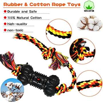 Yipetor Durable Dog Chew Toys 6 Pack, Cotton Rope Rubber Dog Toys,Convex Design for Puppy Small Medi...