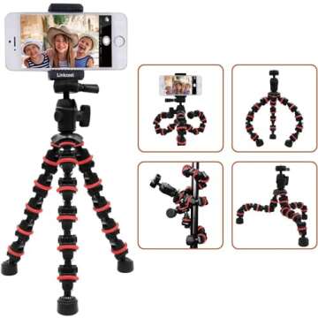 Phone Tripod, Linkcool Octopus Tripod with Wireless Remote Phone Holder Mount Use as iPhone Tripod, Cell Phone Tripod, Camera Tripod, Travel Tripod,Tabletop Tripod for iPhone Gopro