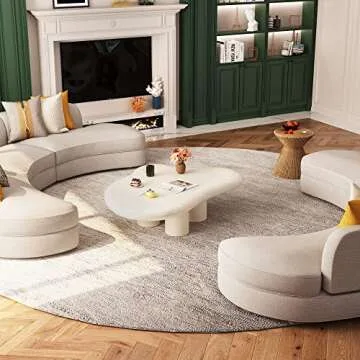 GraceNook Small Coffee Table,Cream White Round Edge Coffee Table, Cute Cloud-Shape Coffee Table, Coffee Table with 4 Short Legs,Funky Contemporary Living Room Low Coffee Table for Sitting on The Floor