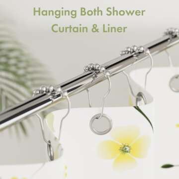 Amazer Shower Curtain Hooks, Decorative Shower Curtain Hooks Rust Proof Stainless Steel Shower Curta...