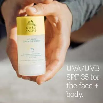 Oars + Alps Go Stick Clear SPF 35 Face Sunscreen, Easter Basket Stuffer, Skin Care Infused with Vitamin E and Antioxidants, Water and Sweat Resistant, TSA Friendly, 1.7 Oz, 1 Pack