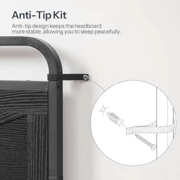 HOOBRO Wooden Panel Headboard, Queen Headboard, Minimalist Headboard with Metal Frame, Height Adjustable, Headboard with Bed Frame Adapter, Black