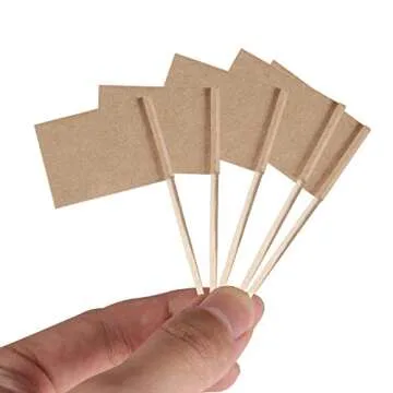Senkary 100 Pack Blank Toothpick Flags Kraft Paper Food Signs Cheese Markers Cheese Labels for Charcuterie Board Accessories