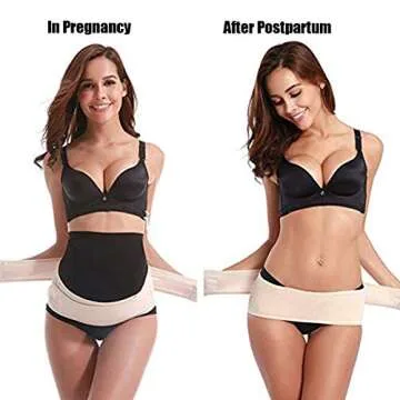 Maternity Belt 2.0 - Belly Band for Pregnancy, Two in One Pregnancy Belt for Your Entire Pregnancy and Postpartum Recovery, Breathable Back and Pelvic Support Prenatal Cradle (Universal Size, Beige)