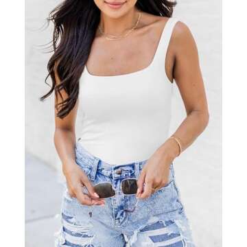 Chunpin Women's Square Neck Bodysuit for Style and Comfort