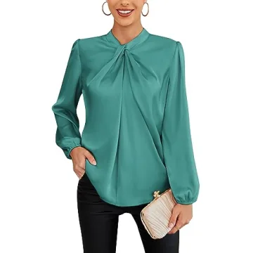 Women's Elegant Lantern Sleeve Twist Blouse - Perfect for All Occasions