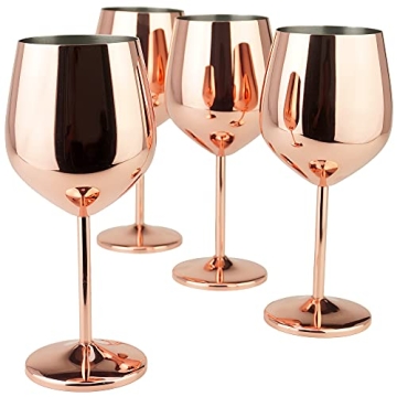 PG Copper/Rose Gold Stainless Steel Wine Glass Set 4