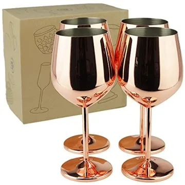 PG Copper/Rose Gold Stainless Steel Wine Glass Set 4
