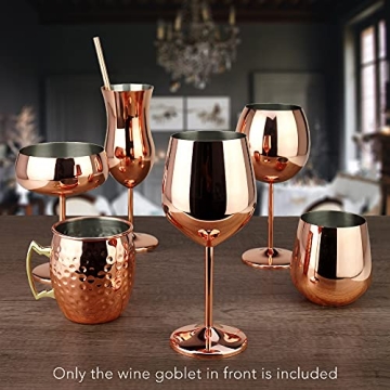 PG Copper/Rose Gold Stainless Steel Wine Glass Set 4