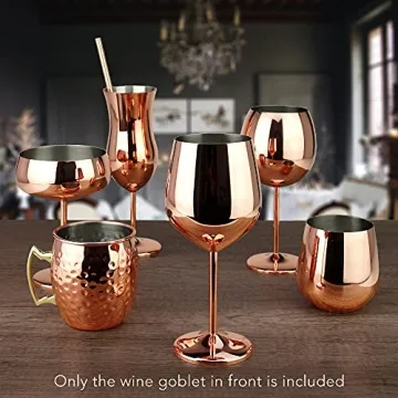 PG Copper/Rose Gold Stainless Steel Wine Glass Set 4