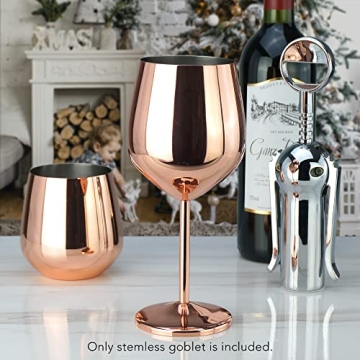 PG Copper/Rose Gold Stainless Steel Wine Glass Set 4