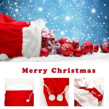 FOIMAS Christmas Santa Sack,43x27 inch Jumbo Velvet Santa Gift Bags with Drawstring for Christmas Gift Wrapping Home Decoration Supply,Gold