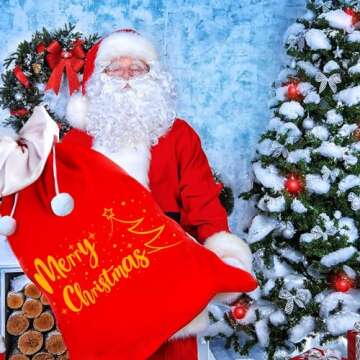 FOIMAS Christmas Santa Sack,43x27 inch Jumbo Velvet Santa Gift Bags with Drawstring for Christmas Gift Wrapping Home Decoration Supply,Gold