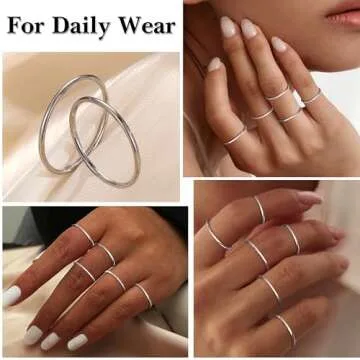 Stylish MILACOLATO Silver Rings for Women | Stackable Set