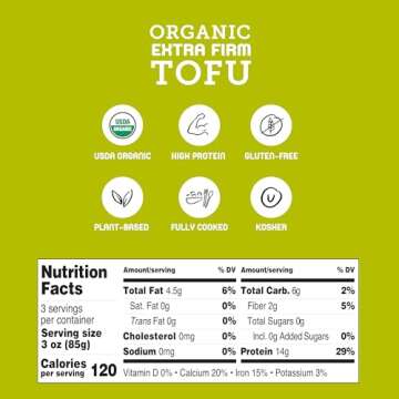 Hodo Extra Firm Organic Tofu | Meat-less substitute | Plant-based protein | Vegan | Vegetarian | Read-to-eat meal | Organic tofu | Gluten-free | Meat alternative | Kosher | 10oz