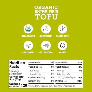 Hodo Extra Firm Organic Tofu | Meat-less substitute | Plant-based protein | Vegan | Vegetarian | Read-to-eat meal | Organic tofu | Gluten-free | Meat alternative | Kosher | 10oz