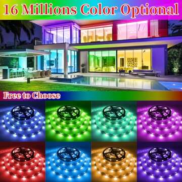 QZYL LED Lights for Bedroom, 25FT RGB LED Strip Lights with 44 Keys IR Remote, Smart LED Light Strip with Adhesive Backing Adjustable Brightness App Control for Bedroom Party Decoration