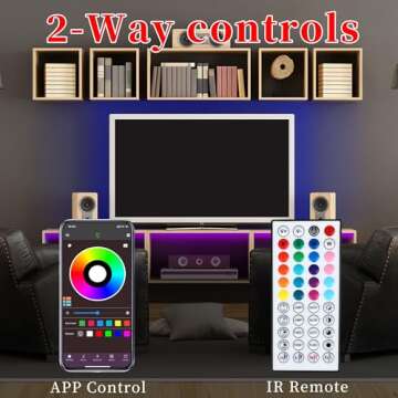 QZYL LED Lights for Bedroom, 25FT RGB LED Strip Lights with 44 Keys IR Remote, Smart LED Light Strip with Adhesive Backing Adjustable Brightness App Control for Bedroom Party Decoration