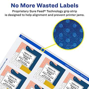 Avery Durable Waterproof Square Labels with Sure Feed, 2" x 2", 120 Oil and Tear-Resistant Waterproof Labels, Print-to-The-Edge, Laser/Pigment-Based Inkjet Printable Labels