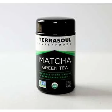 Terrasoul Superfoods Organic Matcha Green Tea (Ceremonial Grade in Miron Glass), 2.12 ounces (60g)