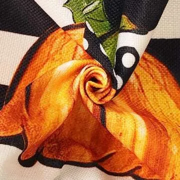 HOMFREEST Fall Pumpkin Throw Pillow Covers 12x20 Inch Set of 2 Autumn Stripe Maple Farmhouse Harvest Pillowcases Decorative Cushion Cases for Sofa Couch