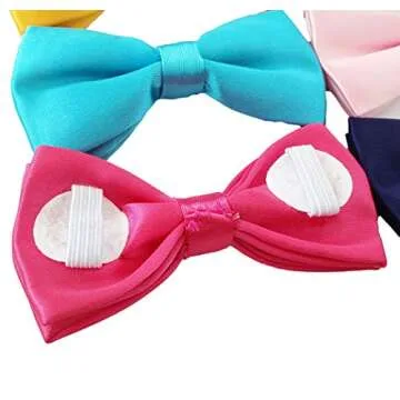 PET SHOW 12 Colors Plain Small Dogs Collar Embellishment Attachment Bow ties Puppies Cats Collar Charms Accessories Slides Bowties For Birthday Wedding Parties Assorted Pack of 12
