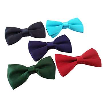 PET SHOW 12 Colors Plain Small Dogs Collar Embellishment Attachment Bow ties Puppies Cats Collar Charms Accessories Slides Bowties For Birthday Wedding Parties Assorted Pack of 12