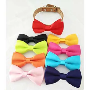 PET SHOW 12 Colors Plain Small Dogs Collar Embellishment Attachment Bow ties Puppies Cats Collar Charms Accessories Slides Bowties For Birthday Wedding Parties Assorted Pack of 12