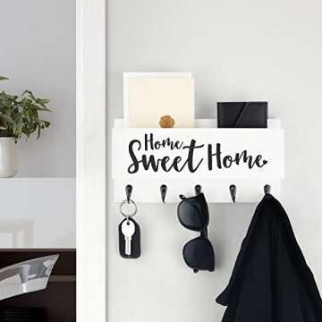 FIPUTE Mail and Key Holder for Wall – Rustic Entryway Organizer Shelf with Hooks