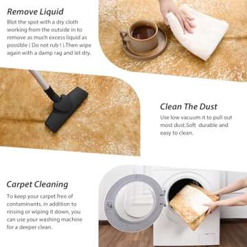 Rtizon Faux Cowhide Rug for Living Room, 4.6 x 5.2 Feet Khaki, Cow Print Skins Rug for Bedroom, Durable Premium Faux Fur Animal Cow Hide Rugs Carpet for Western Decor