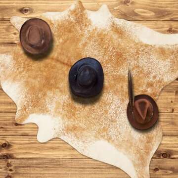 Rtizon Faux Cowhide Rug for Living Room, 4.6 x 5.2 Feet Khaki, Cow Print Skins Rug for Bedroom, Durable Premium Faux Fur Animal Cow Hide Rugs Carpet for Western Decor