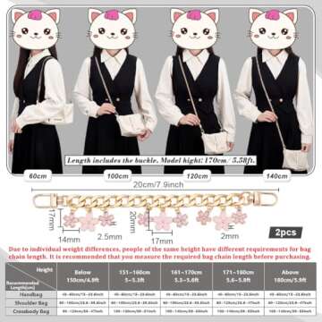 PH PandaHall 2pcs Bag Charm Chain, 7.9" Purse Chain Strap Golden Purse Charms Short Bag Chain Enamel Flower Charm Purse Handle Extender Decorative Bag Chains for Handbag Wallet Crossbody Shoulder Bag