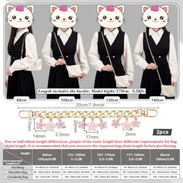 PH PandaHall 2pcs Bag Charm Chain, 7.9" Purse Chain Strap Golden Purse Charms Short Bag Chain Enamel Flower Charm Purse Handle Extender Decorative Bag Chains for Handbag Wallet Crossbody Shoulder Bag