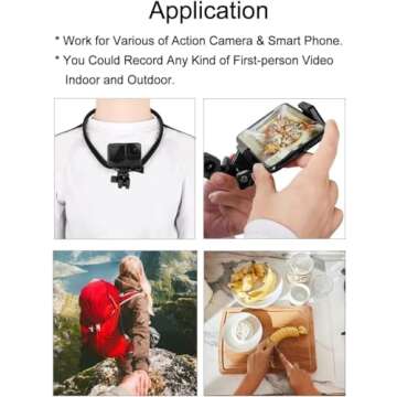 Taisioner POV Neck Mount Necklace Holder Chest Strap for Smartphone GoPro AKASO DJI Action Camera an...