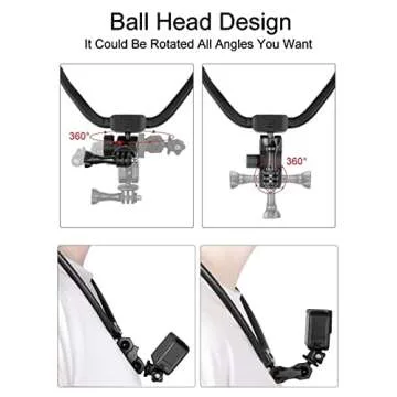 Taisioner POV Neck Mount Necklace Holder Chest Strap for Smartphone GoPro AKASO DJI Action Camera and Smart Phone Video Record Accessories