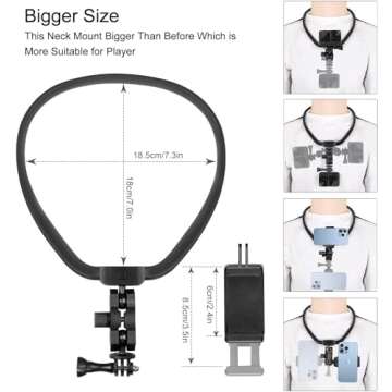 Taisioner POV Neck Mount Necklace Holder Chest Strap for Smartphone GoPro AKASO DJI Action Camera and Smart Phone Video Record Accessories