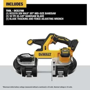 DEWALT 20V MAX XR Bandsaw, Brushless Motor, Portable & Cordless, 3-3/8 Inch Cut Capacity