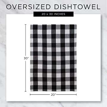 DII Buffalo Check Kitchen Collection, Classic Farmhouse Dishtowel Set, 20x30, Black & White, 3 Piece