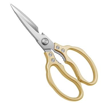Premium CGBE Kitchen Shears: Heavy Duty, Dishwasher Safe, Multi-Purpose Gold Scissors