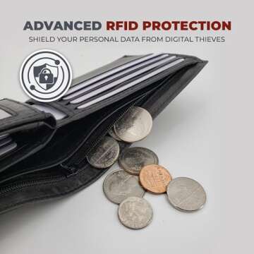 AG Wallets Bifold Leather Wallet for Men - Men’s Wallet with Double Center Flap & 3 ID Windows - Compact Wallet for Men - Cash Wallet with 12 Card Slots & 2 Billfold Compartments - Black