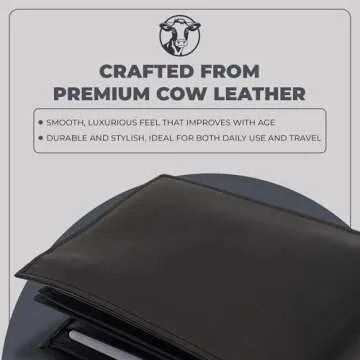 AG Wallets Bifold Leather Wallet for Men - Men’s Wallet with Double Center Flap & 3 ID Windows - Compact Wallet for Men - Cash Wallet with 12 Card Slots & 2 Billfold Compartments - Black